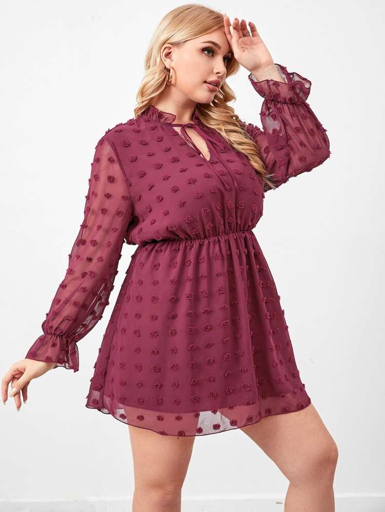  Regular Fit Frill Plus Size Dresses 648