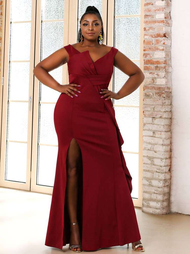  Sleeveless Burgundy Plus Size Dresses 1911