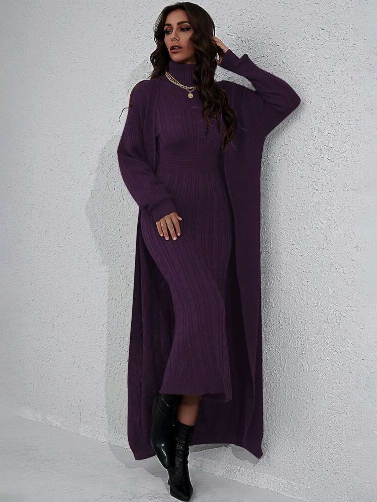 Long Sleeve Burgundy Women Knitwear 9259