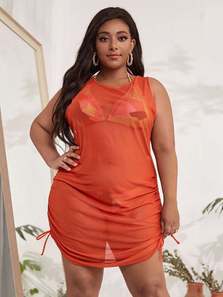  Burnt Orange Plus Size Beachwear 5075