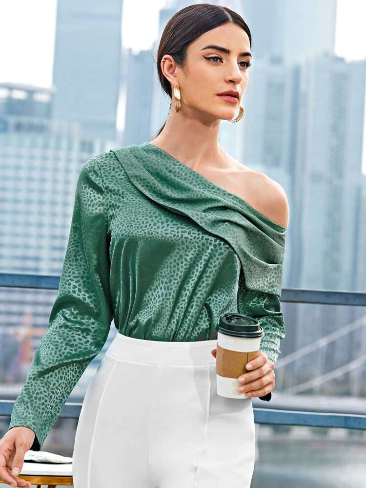  Asymmetrical Neck Elegant Women Blouses 80