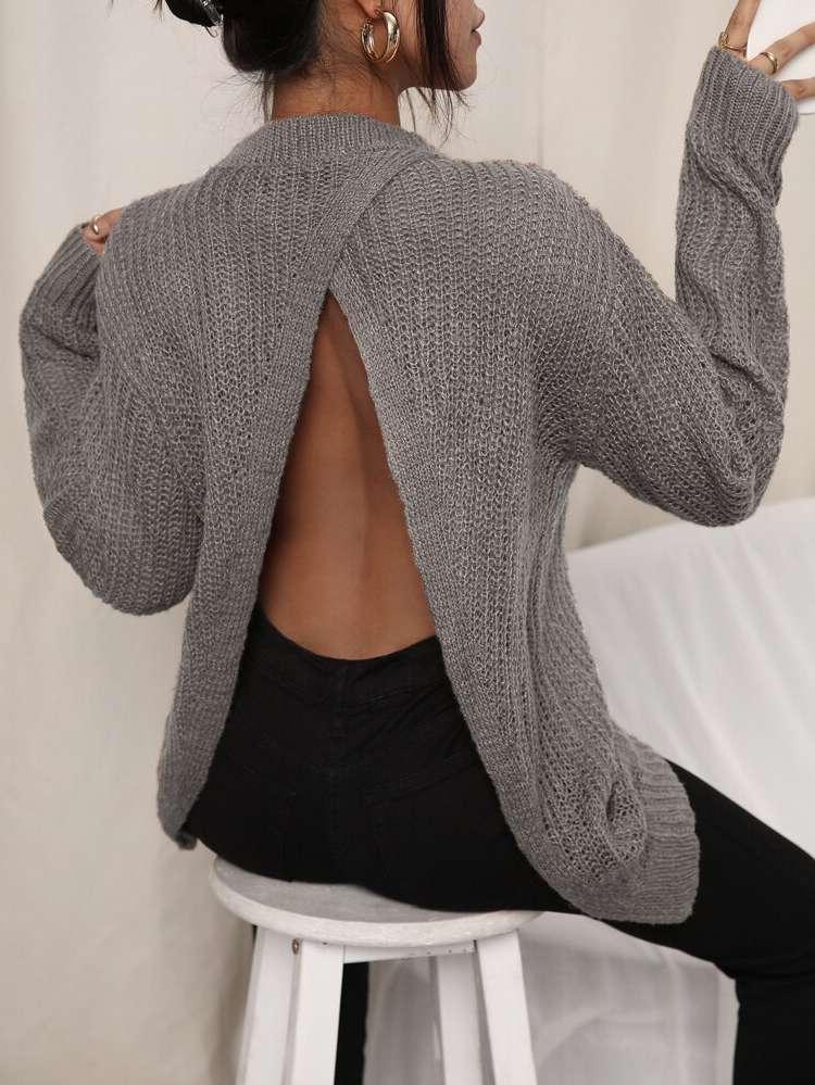 Round Neck Sexy Regular Fit Women Sweaters 1138