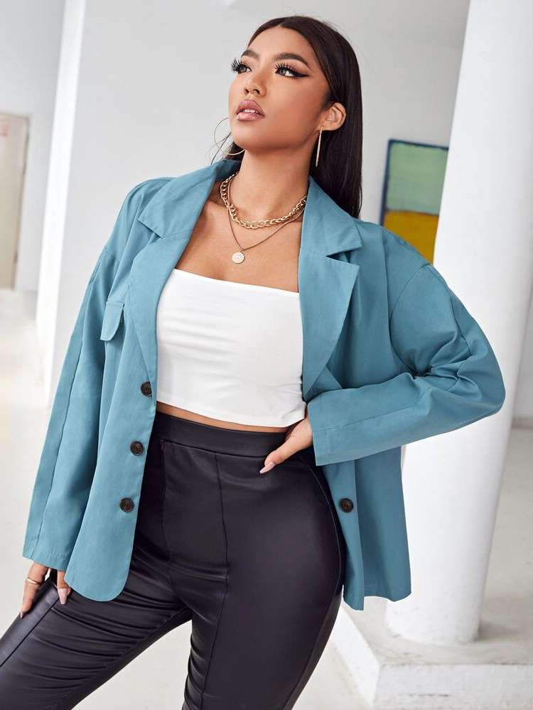  Regular Regular Fit Long Sleeve Plus Size Blazers 8624