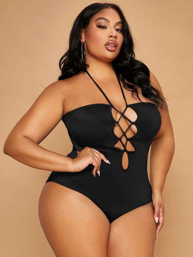  Sleeveless Plain Plus Size Jumpsuits  Bodysuits 9271