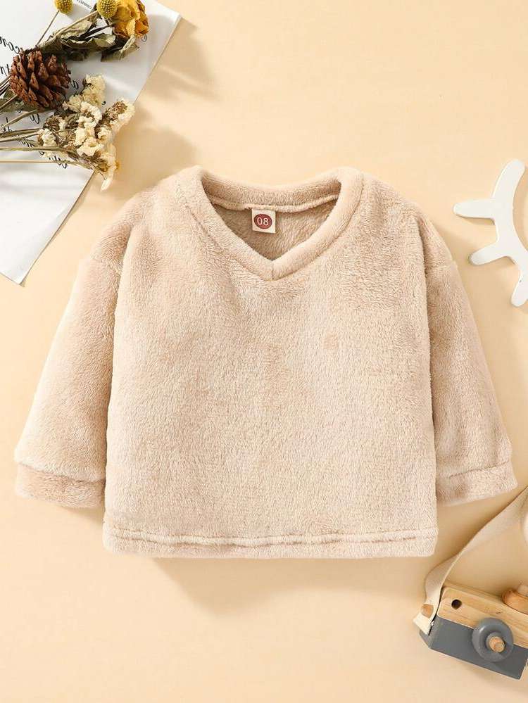 Regular Camel Scoop Neck Baby Sweatshirts 603