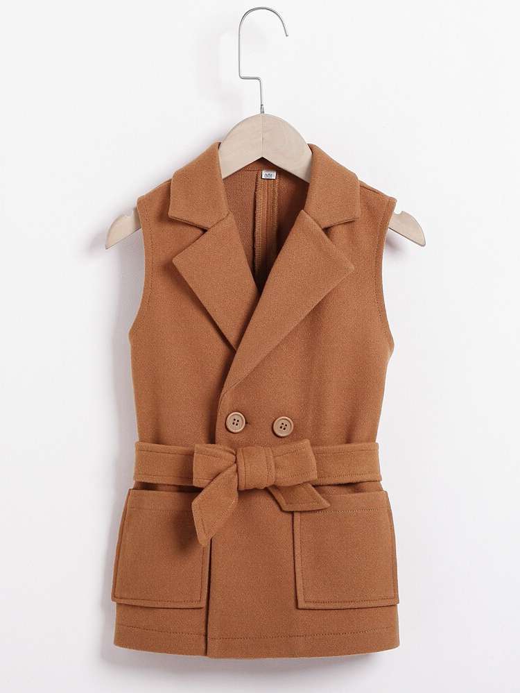  Short Camel Lapel Toddler Girls Outerwear 1639