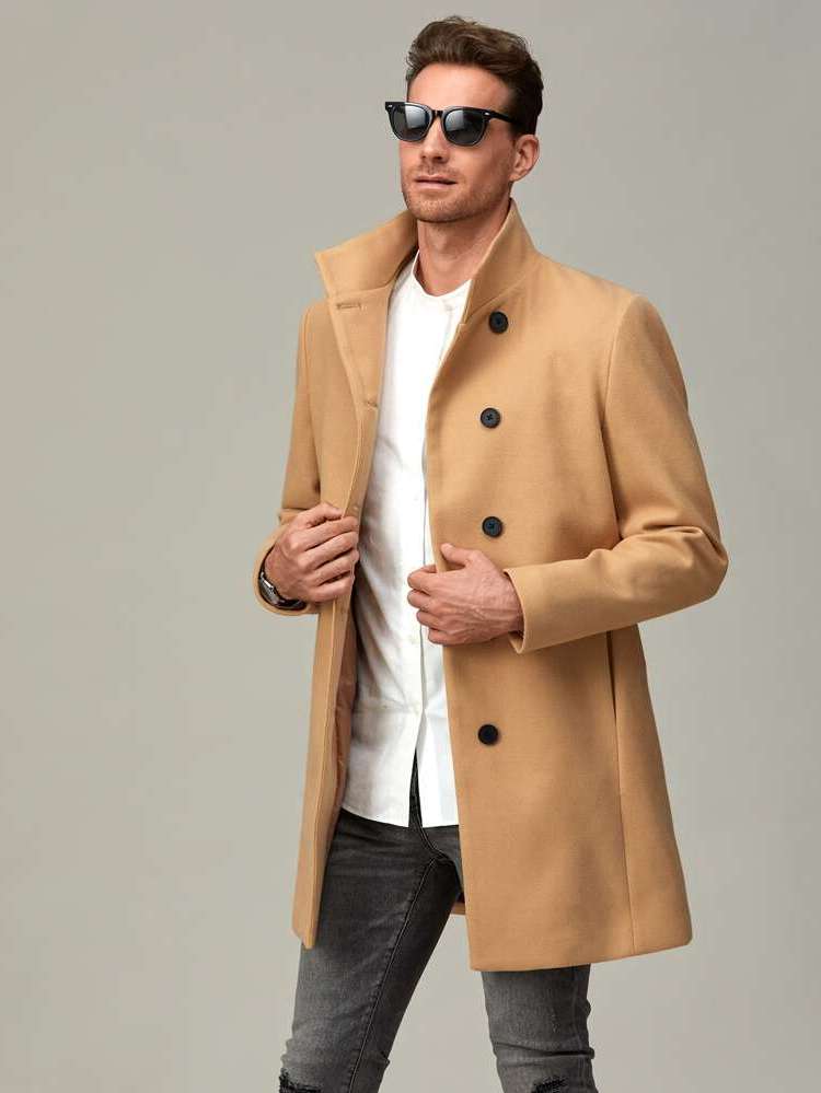  Funnel Neck Plain Work Men Outerwear 1251