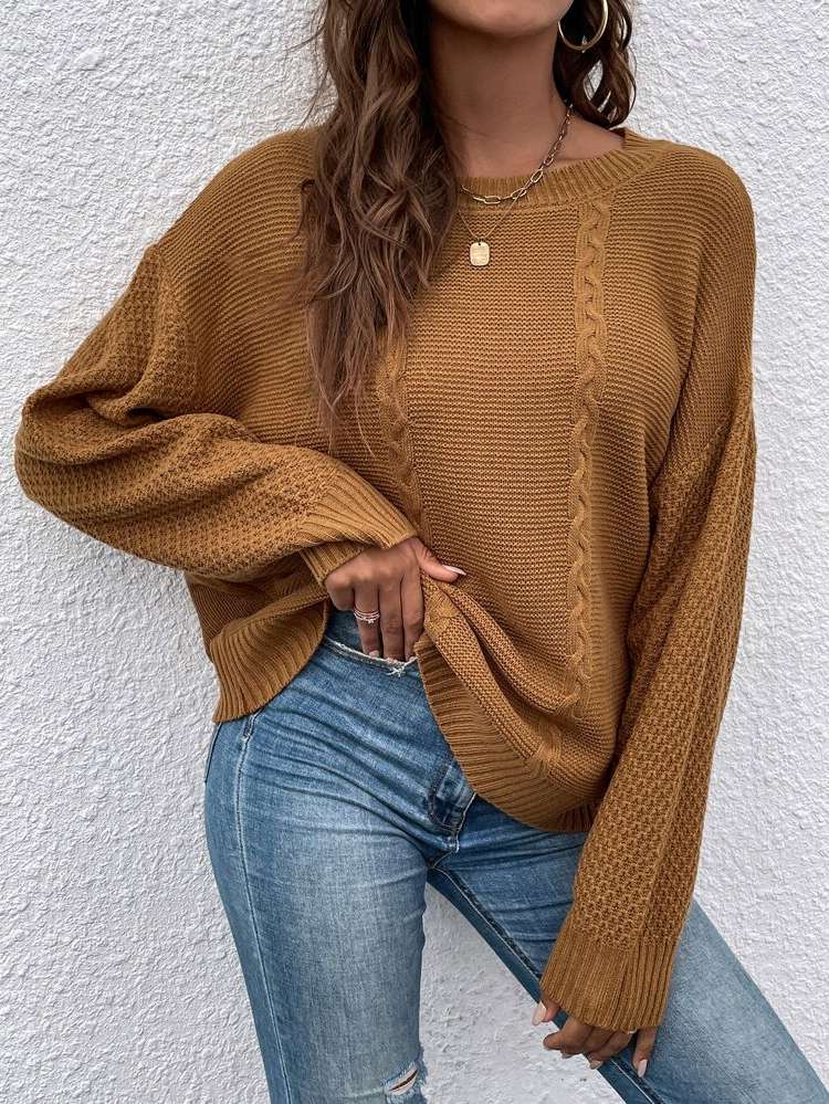 Regular Casual Oversized Round Neck Women Sweaters 1880