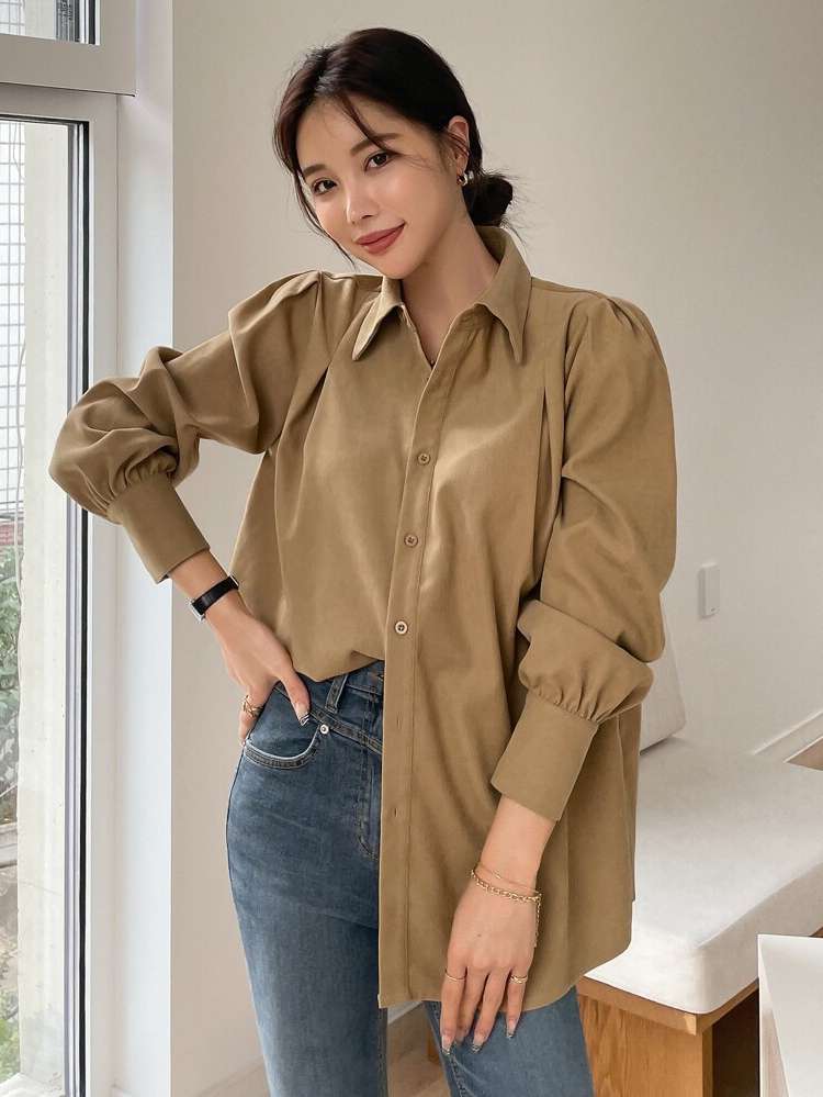  Collar Camel Regular Women Tops, Blouses  Tee 6824