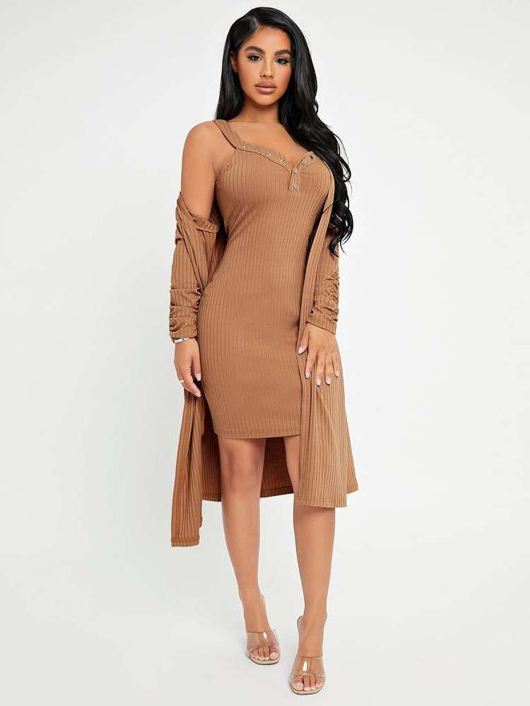  Plain Casual Camel Women Two-piece Outfits 3777