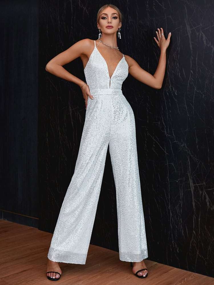  Plain Champagne Women Jumpsuits  Bodysuits 6498