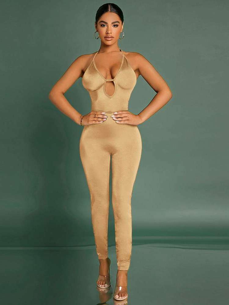 Long Halter  Women Jumpsuits  Bodysuits 2091