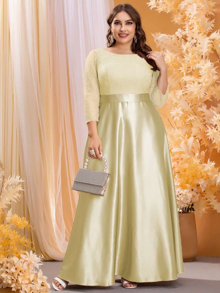  Regular Fit Round Neck Plus Size Dresses 2759