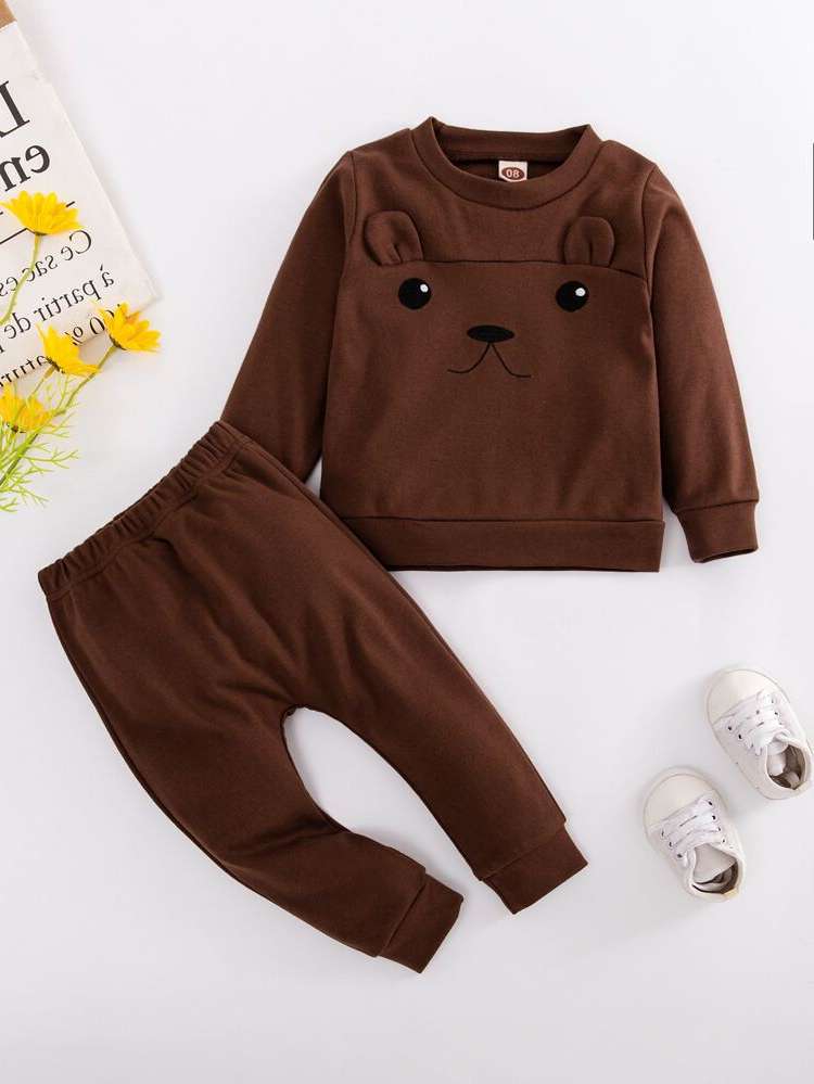  Round Neck Long Sleeve Chocolate Brown Baby Clothing 587