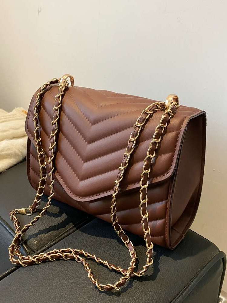 Chocolate Brown Chevron Women Bags 4141