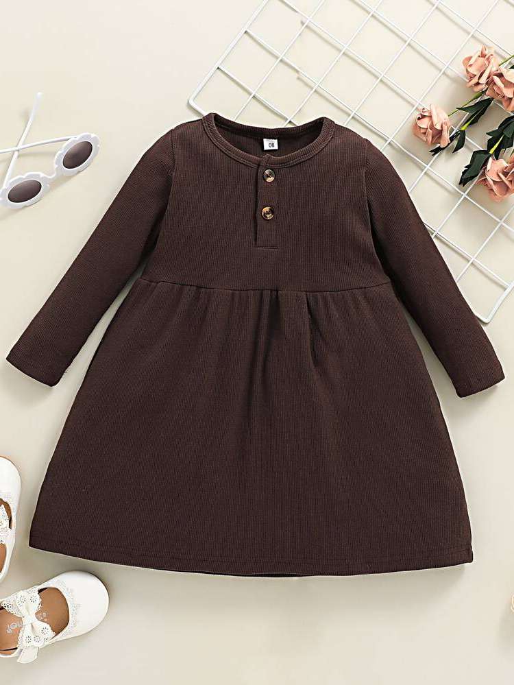 Button Regular Fit Long Sleeve Toddler Girls Clothing 298