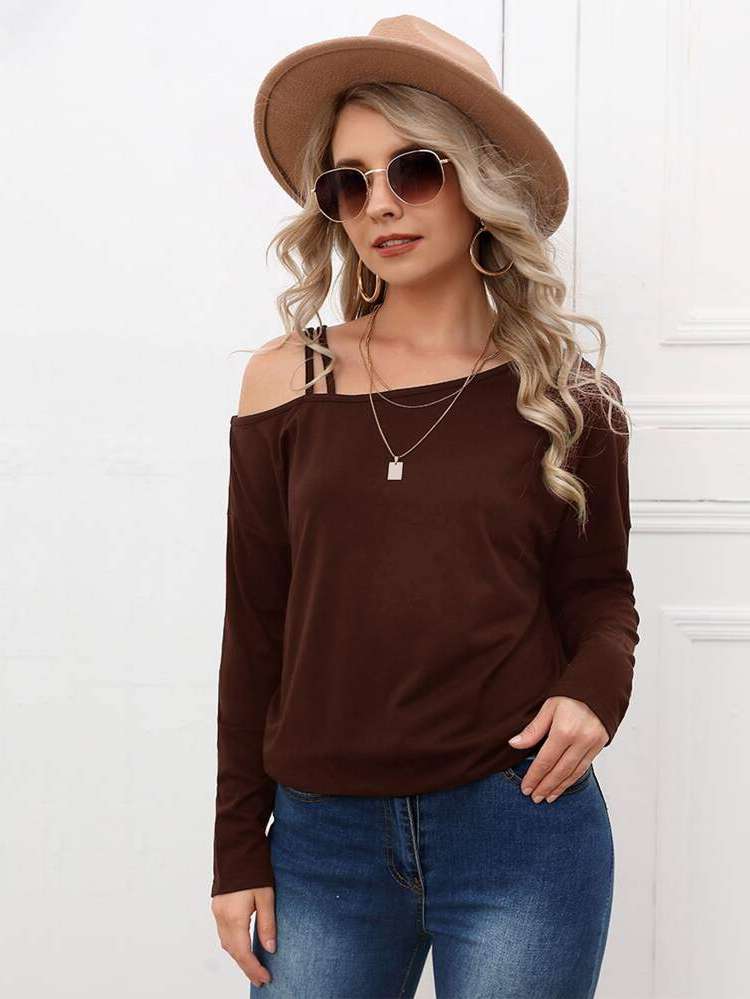 Casual Chocolate Brown Regular Women Clothing 3513