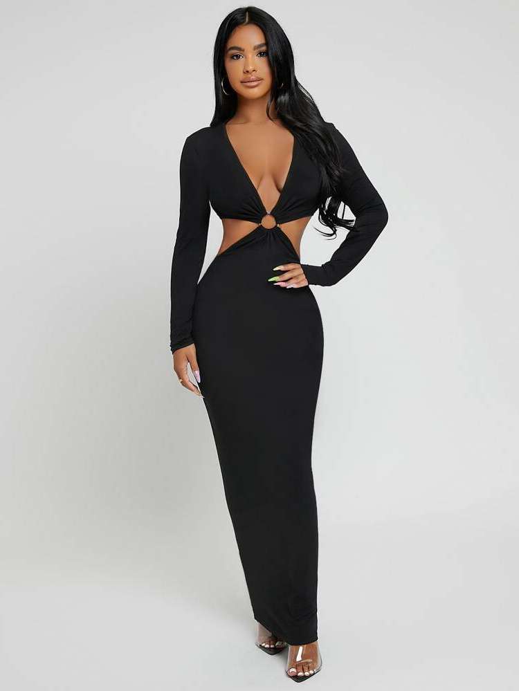  Sexy Round Neck Cut Out Women Dresses 2096