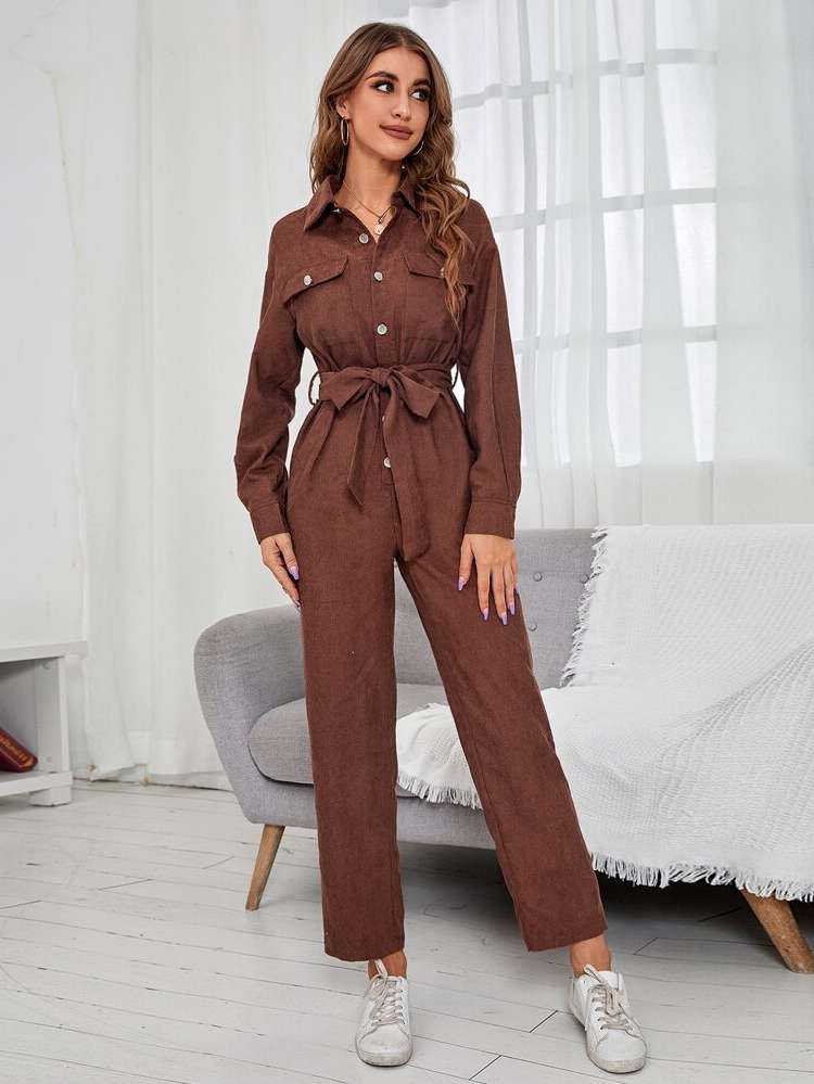 Regular Fit Chocolate Brown Casual Women Jumpsuits  Bodysuits 416