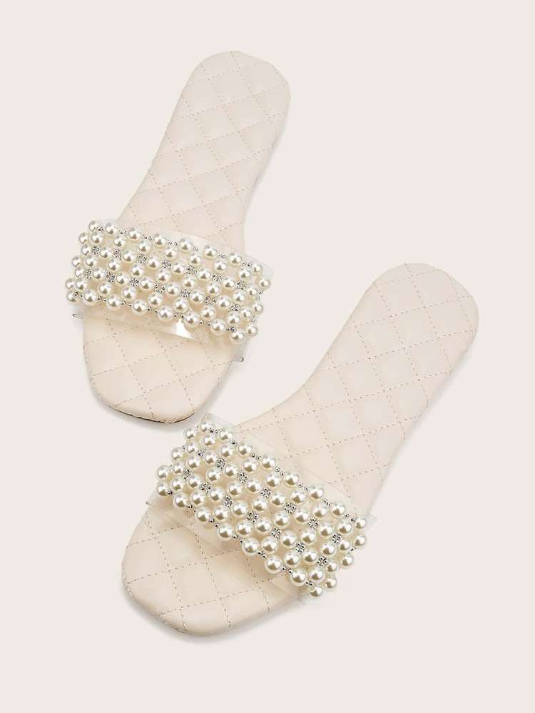  Clear Plain Pearls Shoes 8434