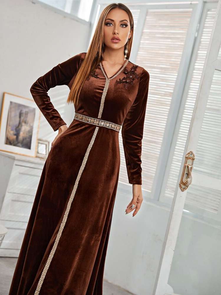  V neck Arabian Dresses 5233