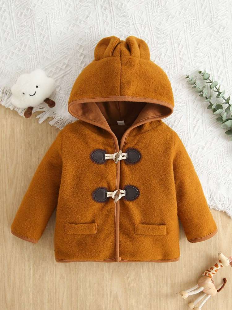 Plain Coffee Brown Regular Fit Baby Coats 5062