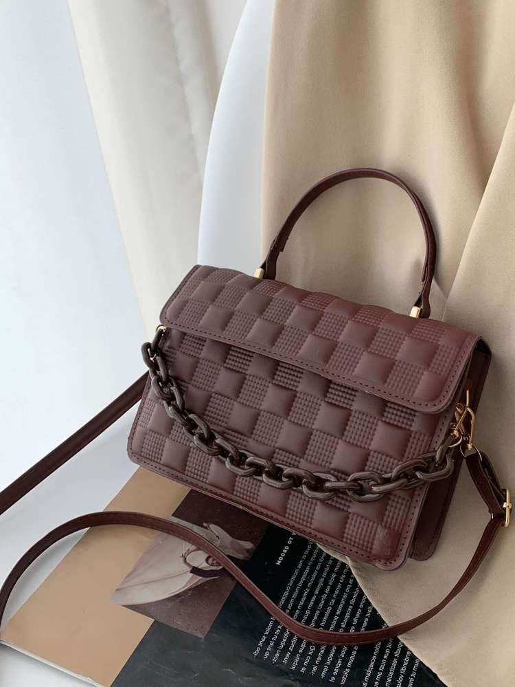  Plain Coffee Brown Women Bags 9156