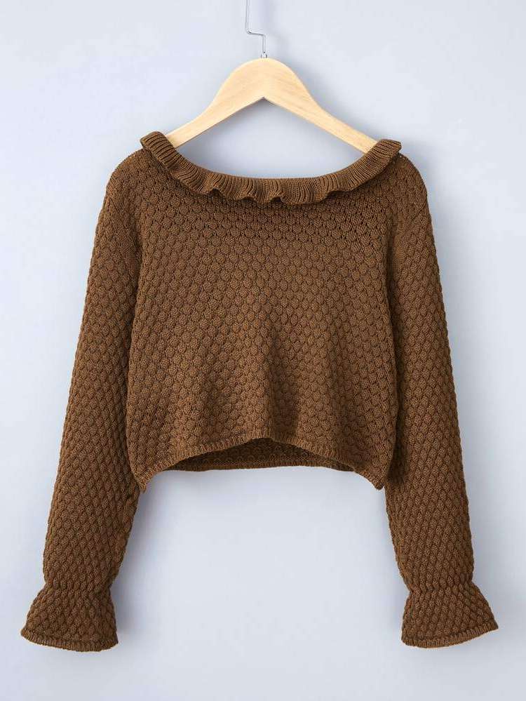 Plain Long Sleeve Crop Kids Clothing 7006