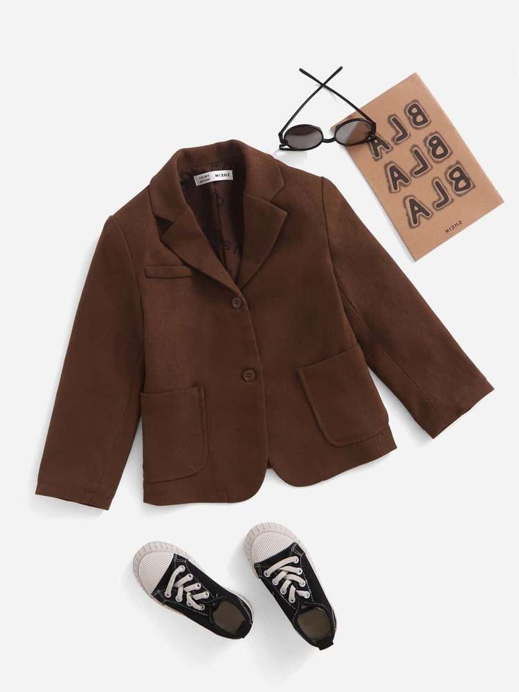 Regular Casual Lapel Coffee Brown Kids Clothing 7