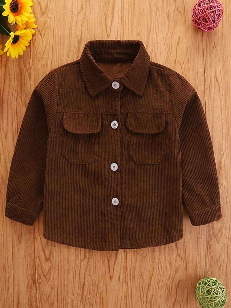 Pocket Collar Long Sleeve Regular Fit Kids Clothing 8103