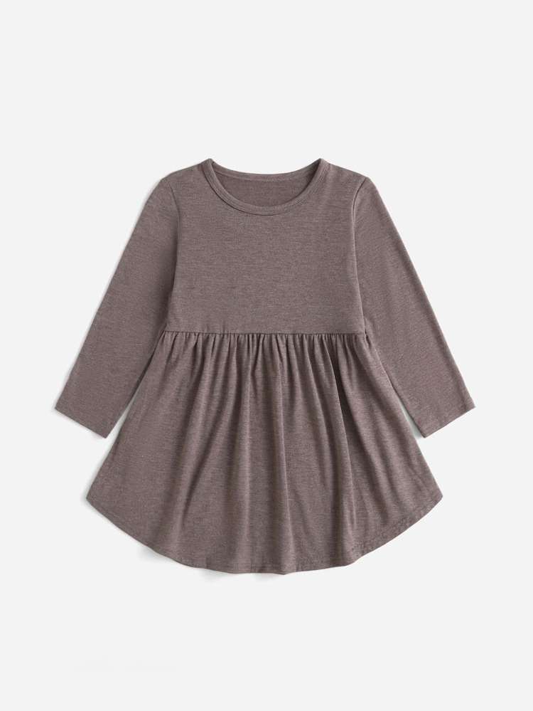 Casual Plain Round Neck Short Toddler Girl Dresses 146