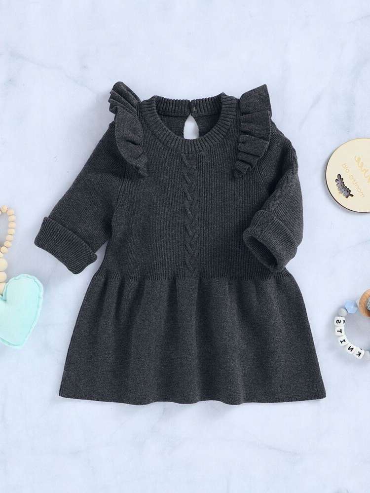  Long Sleeve Round Neck Plain Toddler Girls Clothing 985