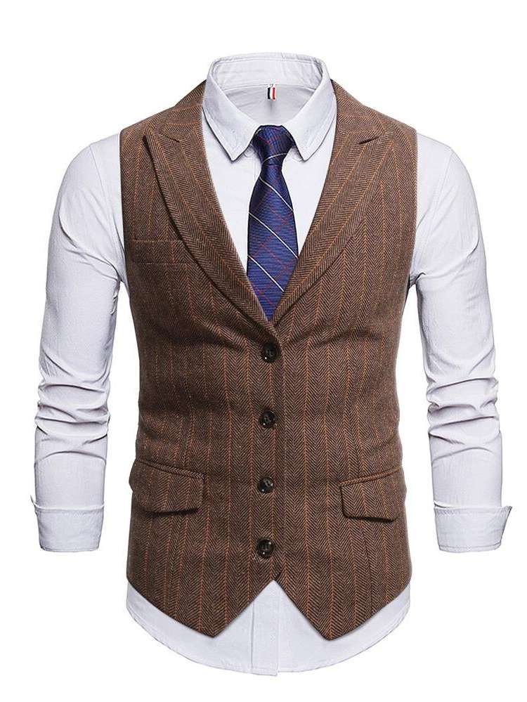 Regular Coffee Brown Work Button Men Clothing 3605