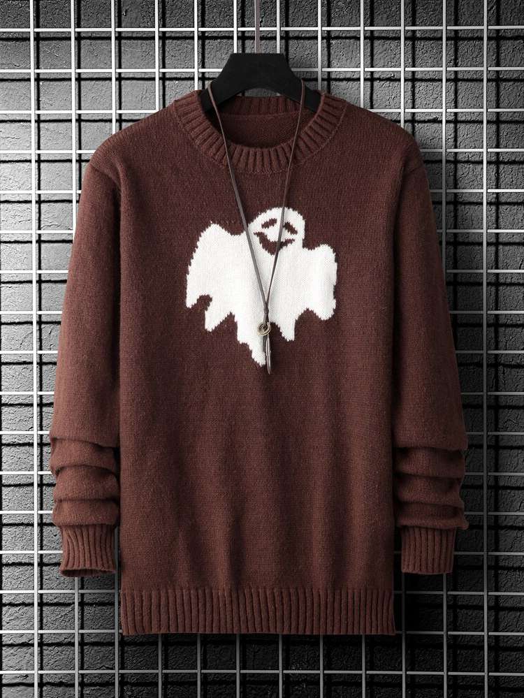 Regular Coffee Brown Halloween Casual Men Clothing 1979