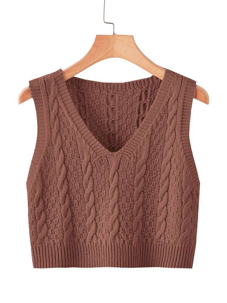  Casual Sleeveless Plus Size Knit Tops 7911