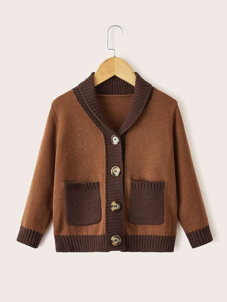 Coffee Brown Regular Fit Colorblock Kids Clothing 3310