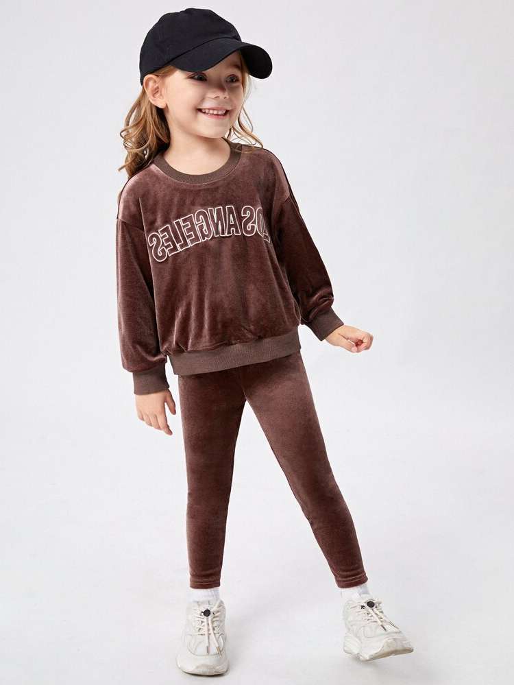  Letter Round Neck Regular Fit Toddler Girls Clothing 7396