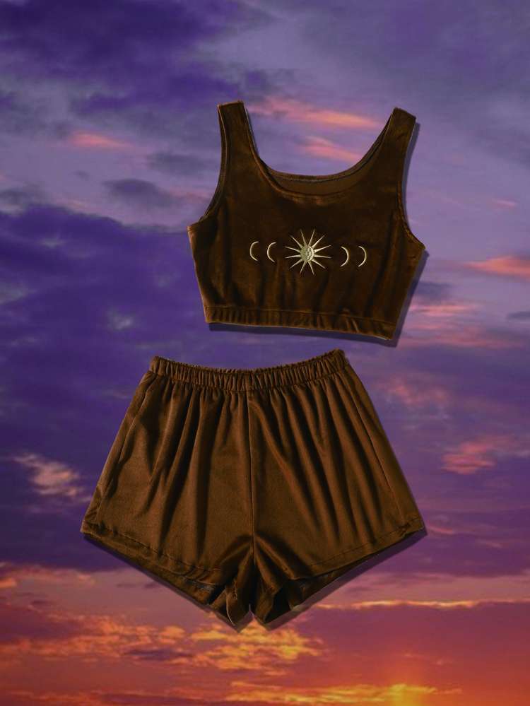  Sleeveless Coffee Brown Underwear  Sleepwear 1354