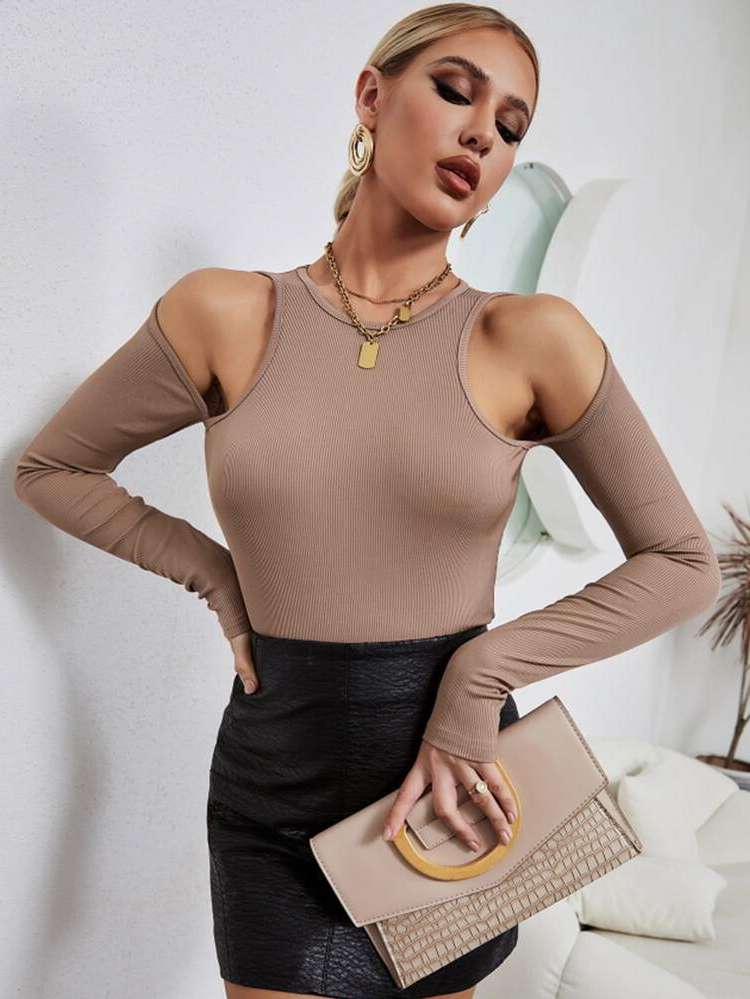  Long Sleeve Sexy Stand Collar Women Bodysuits 120