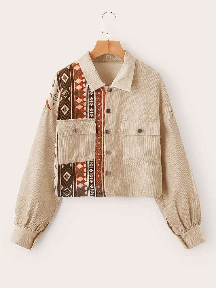  Crop Collar Coffee Brown Women Jackets 217