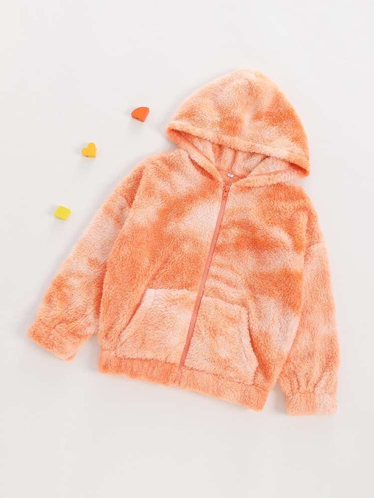 Hooded Coral Orange Long Sleeve Regular Kids Clothing 1440