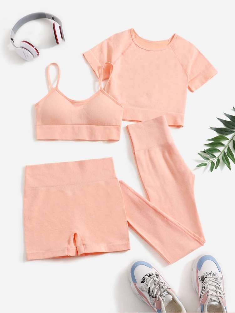   Coral Orange Women Active Sets 5774