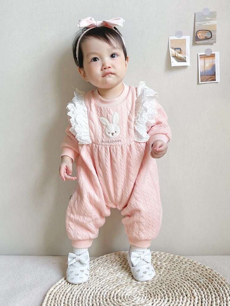 Long Sleeve Cute Coral Pink Baby Clothing 4259