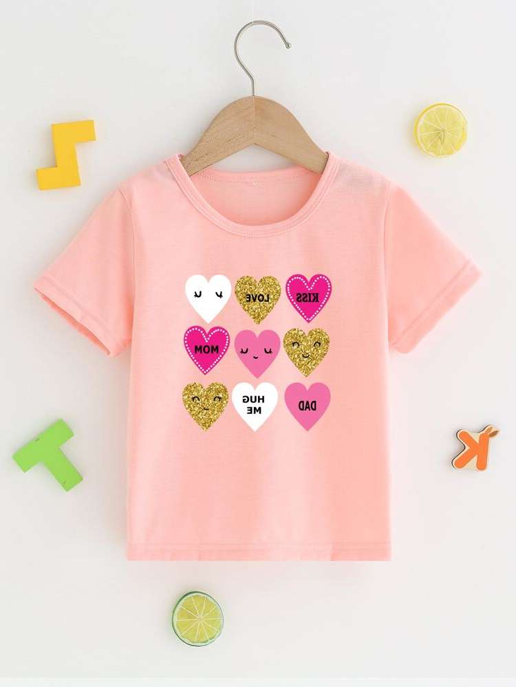  Regular Short Sleeve Regular Fit Toddler Girls Clothing 5677