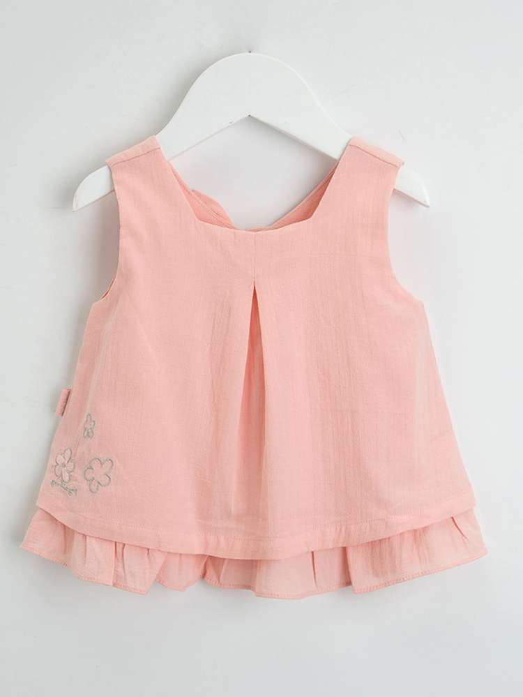  Embroidery Coral Pink Regular Toddler Girls Clothing 3346