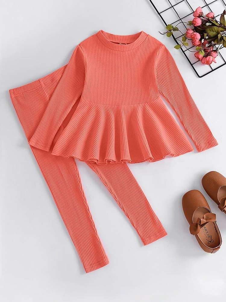 Plain Coral Pink Toddler Girls Clothing 80