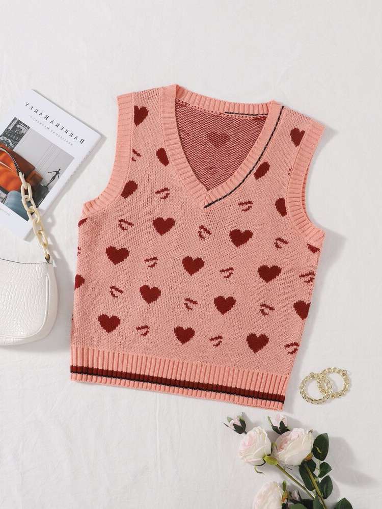 Regular Casual Heart Women Knitwear 7028