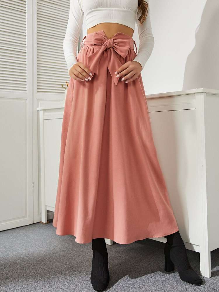 Elegant Plain Belted Women Skirts 1398