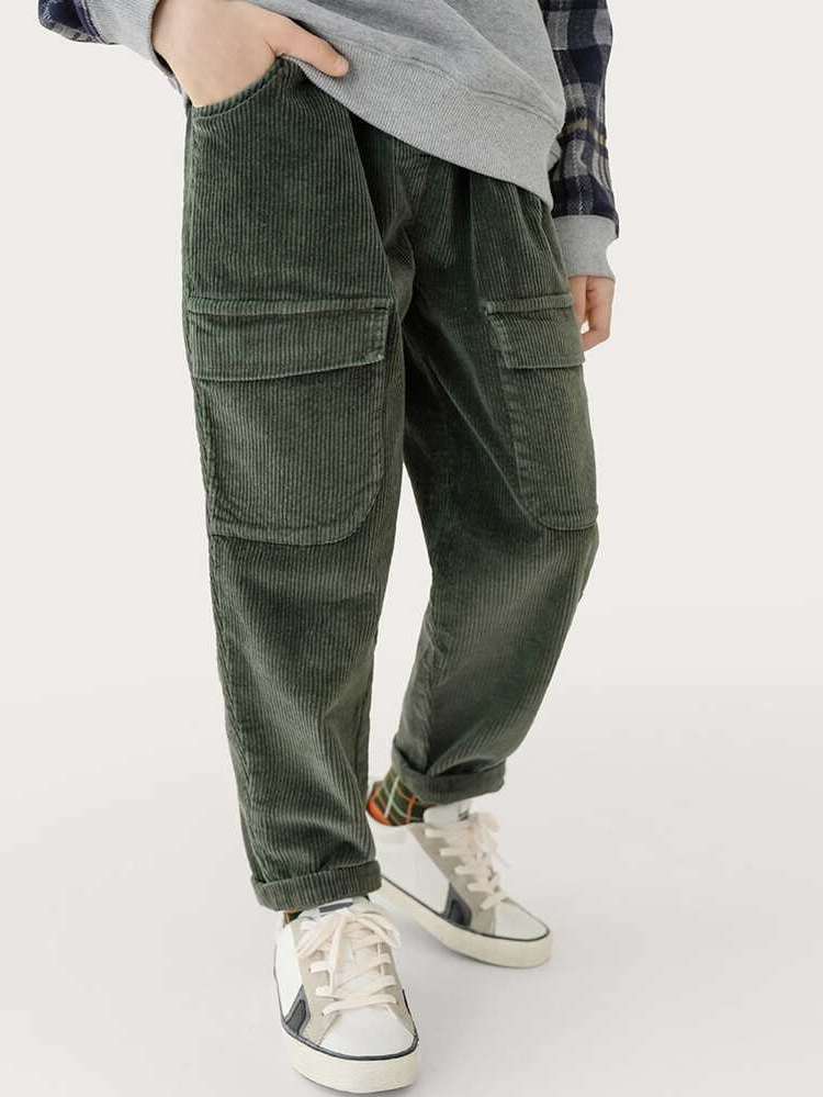 Casual Regular Fit Dark Green Boys Pants 4268