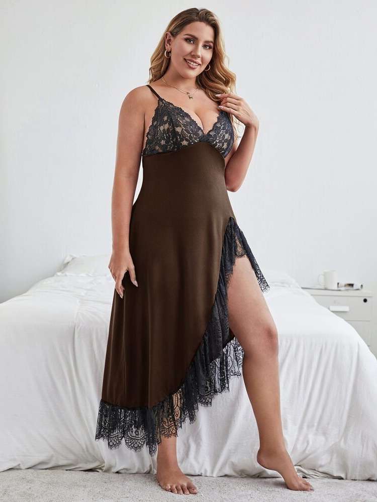 Asymmetrical Colorblock Plus Size Nightgowns  Sleepshirts 4879